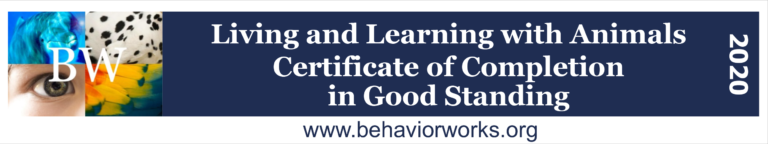 Dr Susan Friedman's professional course Living & Learning with Animals: The Fundamental Principles and Procedures of Teaching and Learning